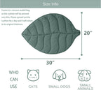 Letalong pet warming pad for cats showing grey reversible leaf design on floor