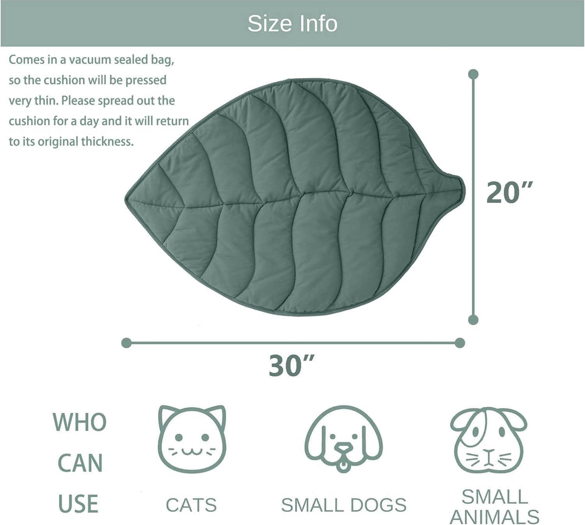 Letalong pet warming pad for cats showing grey reversible leaf design on floor