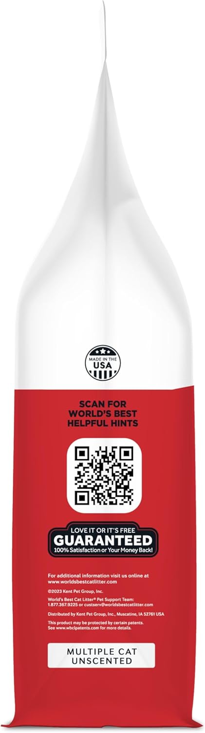 Natural ingredients label on World's Best Cat Litter packaging