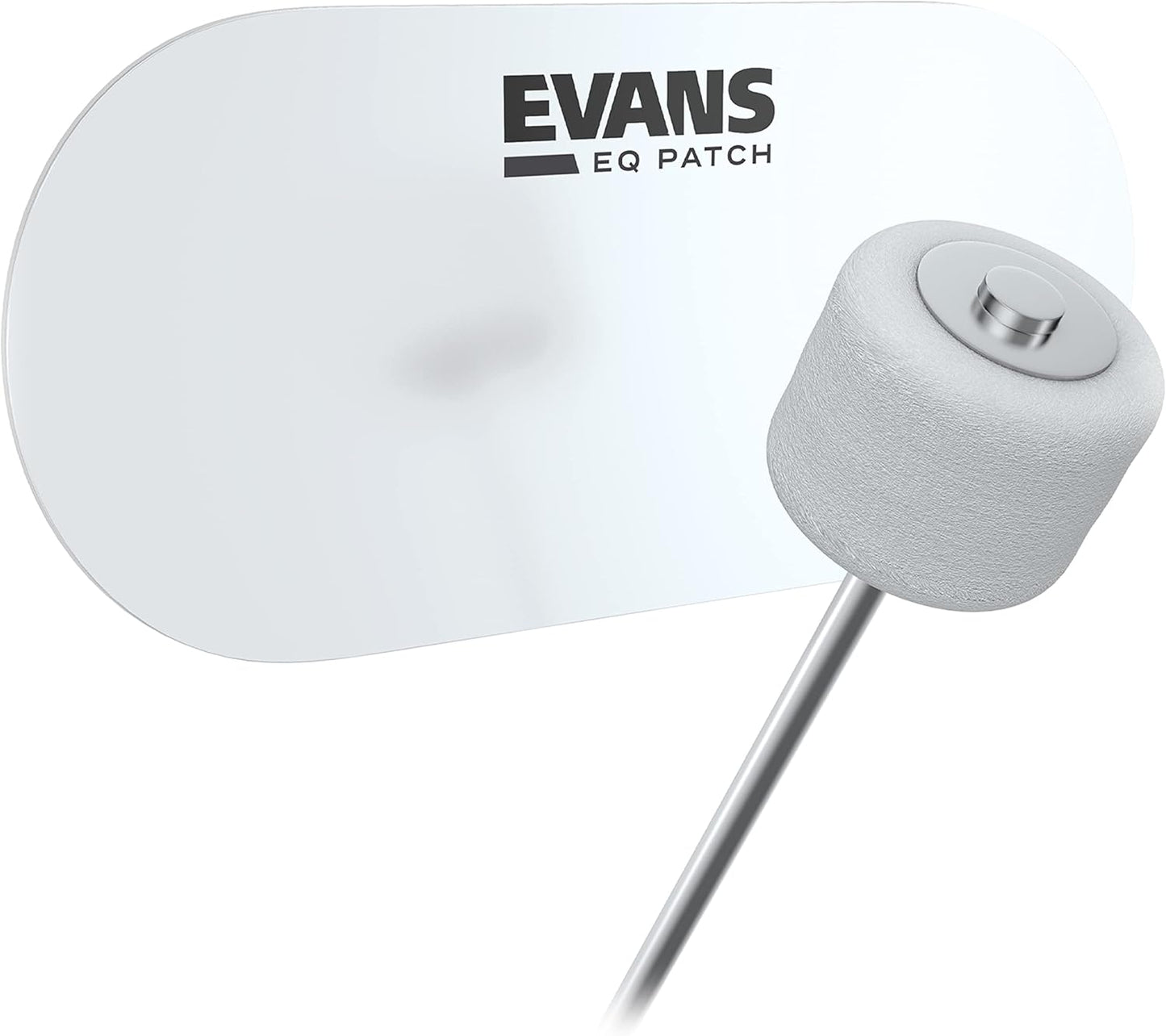 The adhesive backing side of the Evans EQ single bass drum pedal reinforcement accessory.