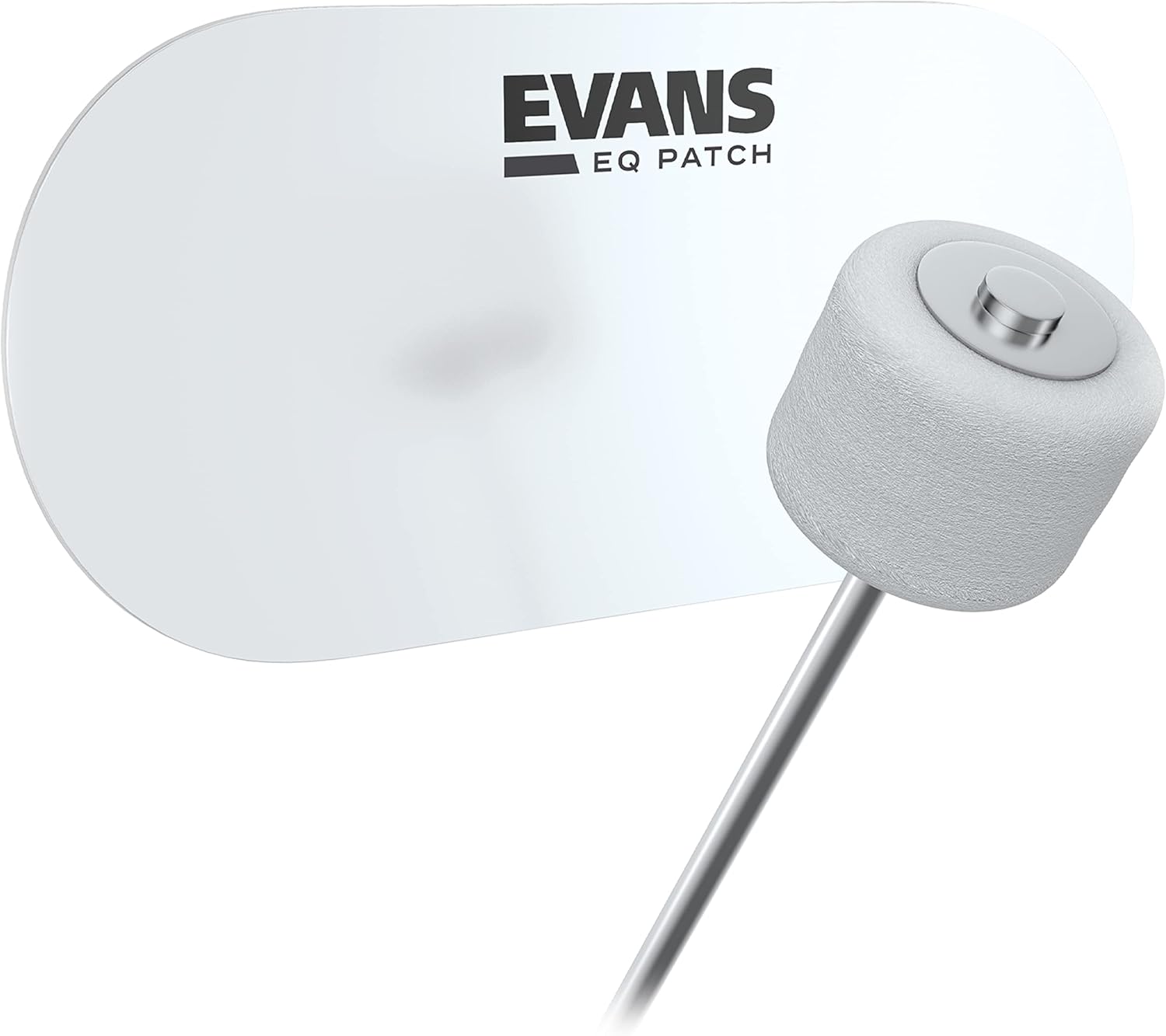 The adhesive backing side of the Evans EQ single bass drum pedal reinforcement accessory.
