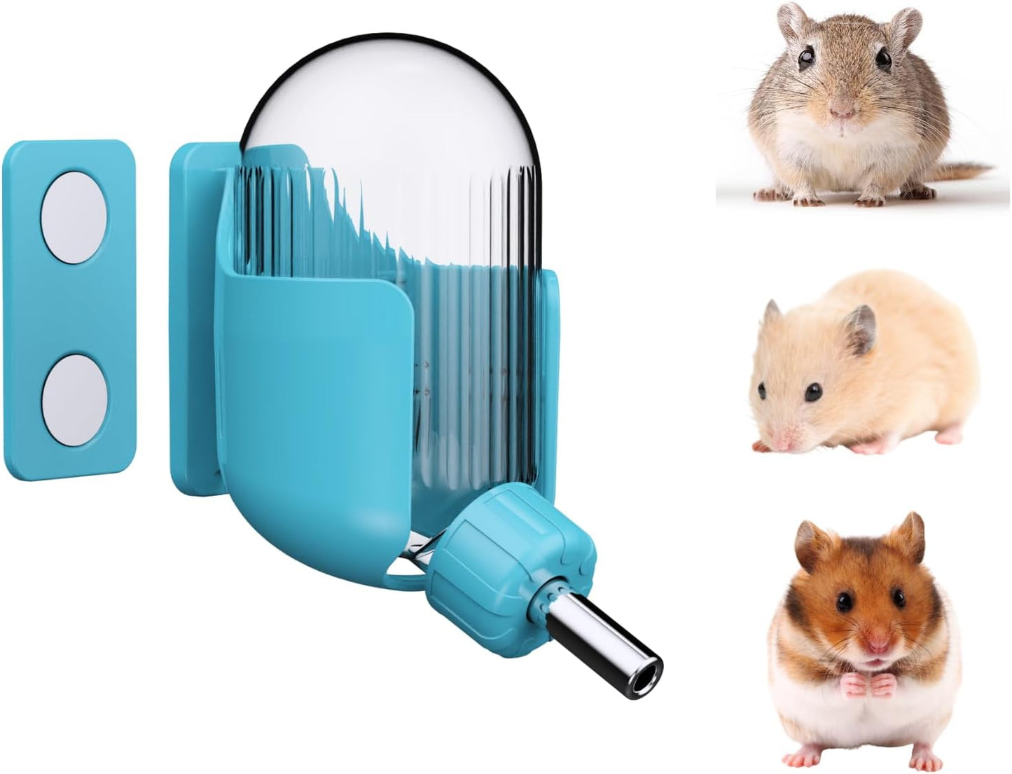 Hamster Water Bottle with Magnetic Holder, 3.4 oz Water Dispenser for Syrian Dwarf Hamster Mouse Rat Degu - Image 1