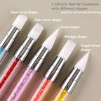 Ergonomic acrylic handles filled with colorful decorative rhinestones for stable grip