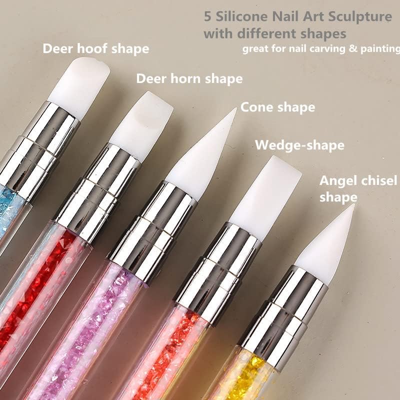 Ergonomic acrylic handles filled with colorful decorative rhinestones for stable grip
