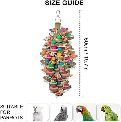 Natural colored wooden blocks hanging parrot chew accessory