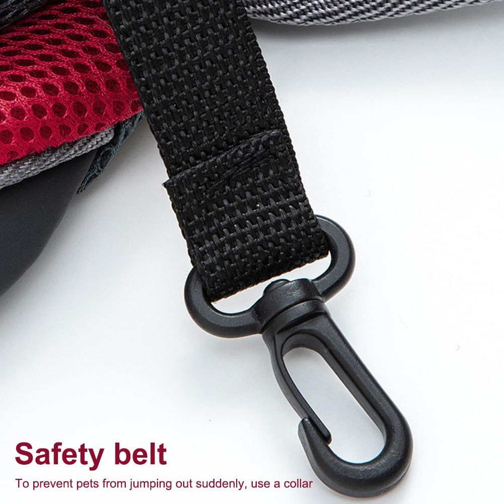 Hands-free puppy carrier worn by owner side profile