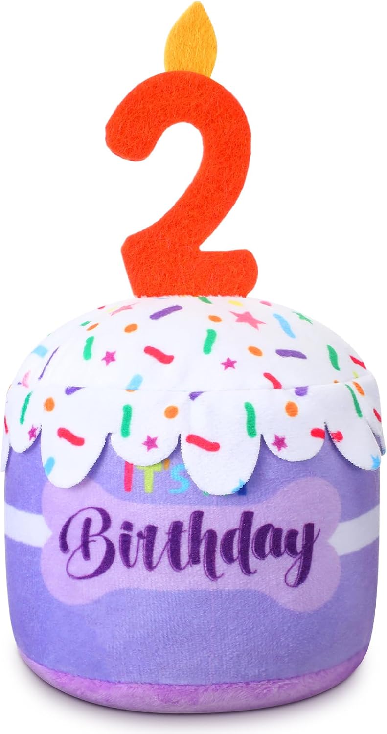Dansydaisy Dog Birthday Cake Toy Accessories for Girl Boy Gifts, Squeaky Plush Toy for Dog Birthday Party Decor Favor for Large, Medium and Small Dogs(1st,Pink) - Image 13