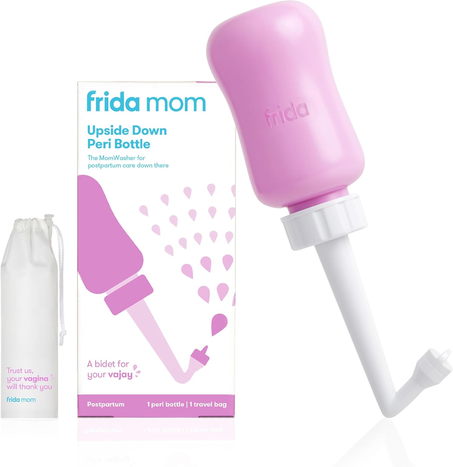 Frida Mom Upside Down Peri Bottle front view for postpartum hygiene