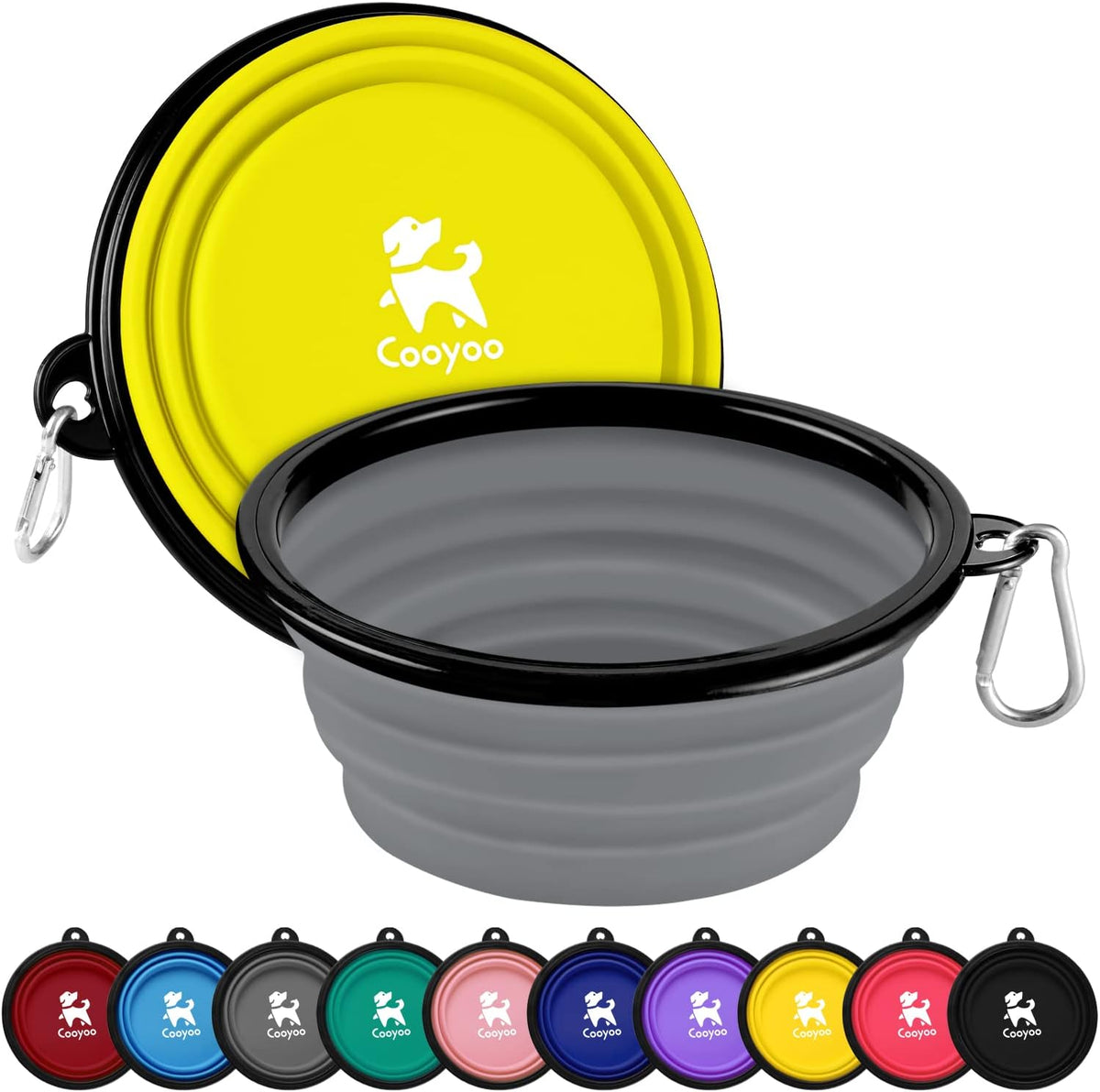 COOYOO Collapsible Dog Bowl,2 Pack Collapsible Dog Water Bowls for Cats Dogs,Portable Pet Feeding Watering Dish for Walking Parking Traveling with 2 Carabiners - Image 15