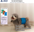 Close up of the breathable inner mesh fabric and absorbent microfiber core of the AIO male pet wrap