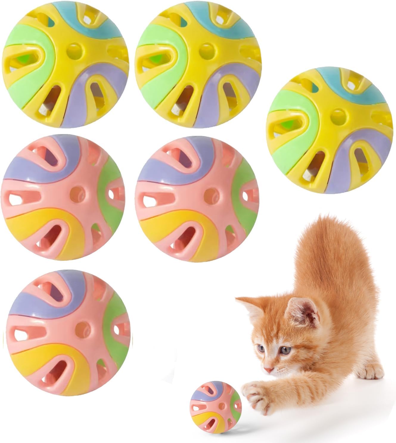 Close up of Anjobibi cat toy ball with internal rattle bell