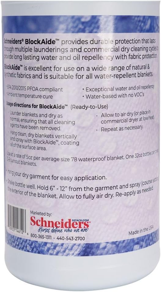 Schneiders horse gear maintenance spray bottle showing application details