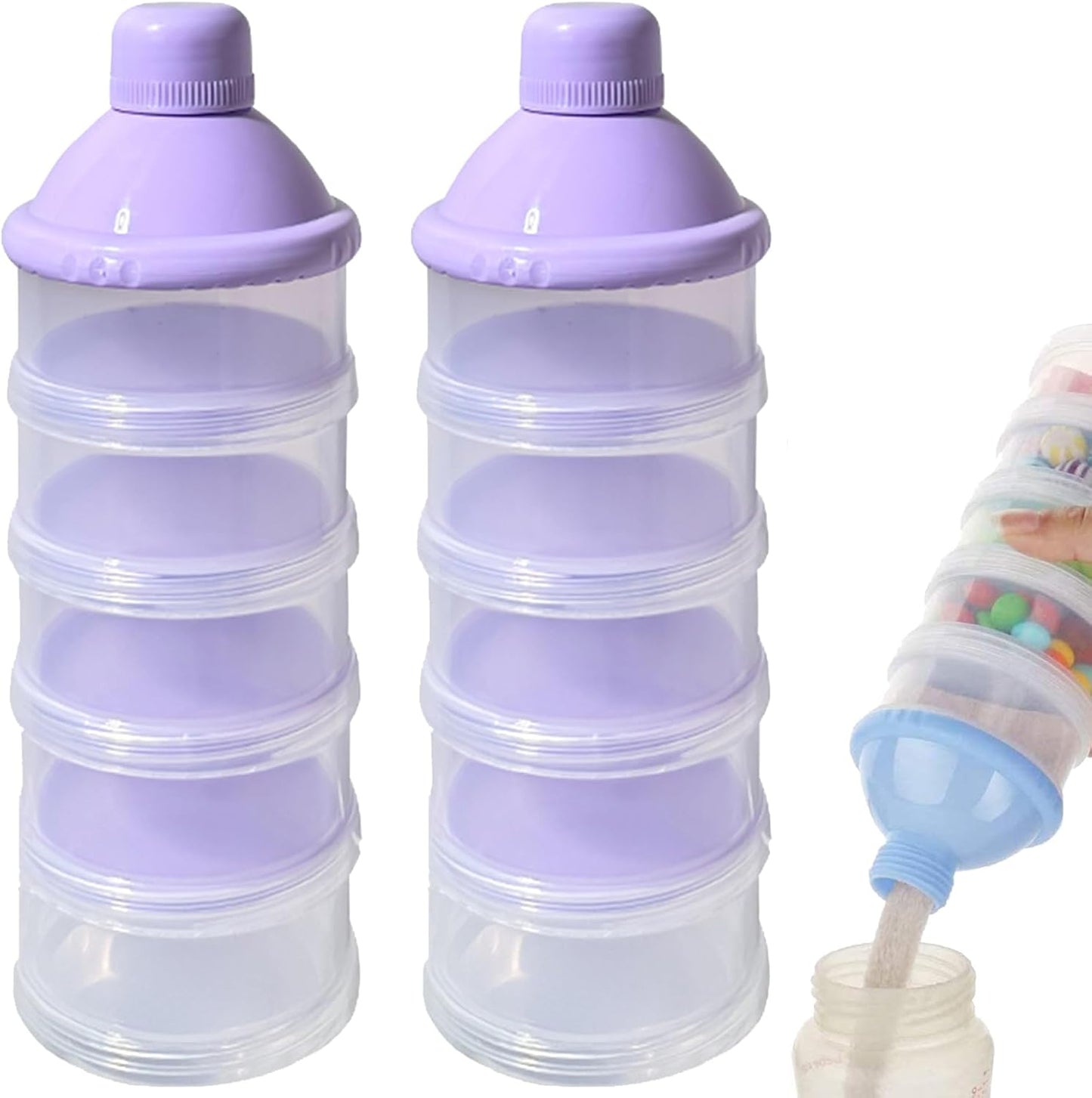 Dwadie Manwetye 5 layers baby milk powder pots front view for travel organization