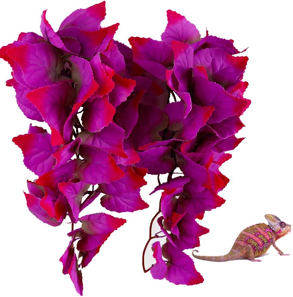 FiveBull realistic silk hanging plants for reptile terrarium front view
