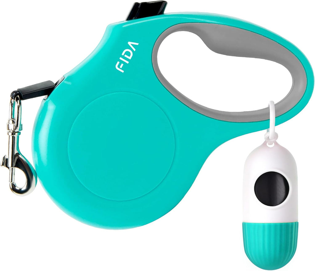 Fida Retractable Dog Leash for Small Breed up to 26 lbs, 16 ft Pet Walking Leash with Dispenser and Poop Bags, Anti-Slip Handle, Reflective Strong Nylon Tape, One-Handed Brake (S, White & Pink) - Image 10