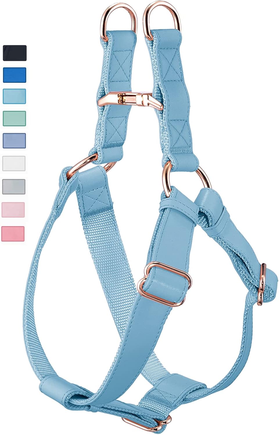 Soft Leather No Pull Dog Harness - Adjustable Step in Dog Harness with Rose Gold Heavy Duty Metal Buckle, Freedom Nylon Dog Halter Vests for Small Medium Large Dogs Easy Walking Training (White,S) - Image 12