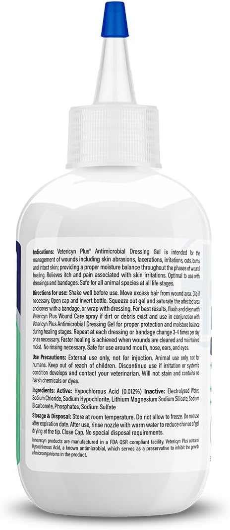 Vetericyn Plus animal wound care gel packaging details