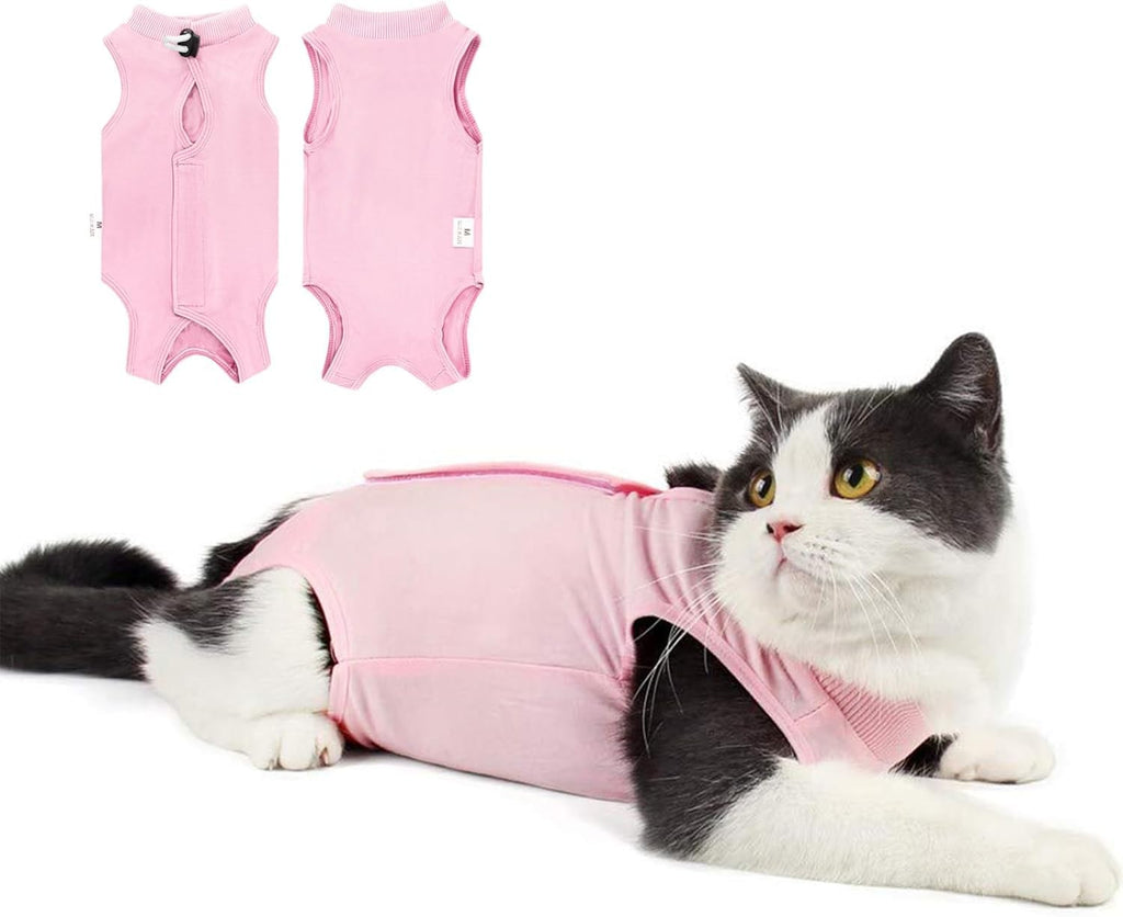 Cat Surgery Recovery Suit Cat Onesie for After Surgery Spay Surgical Abdominal Wound Skin Diseases E-Collar Alternative Wear (Grey-M) - Image 9