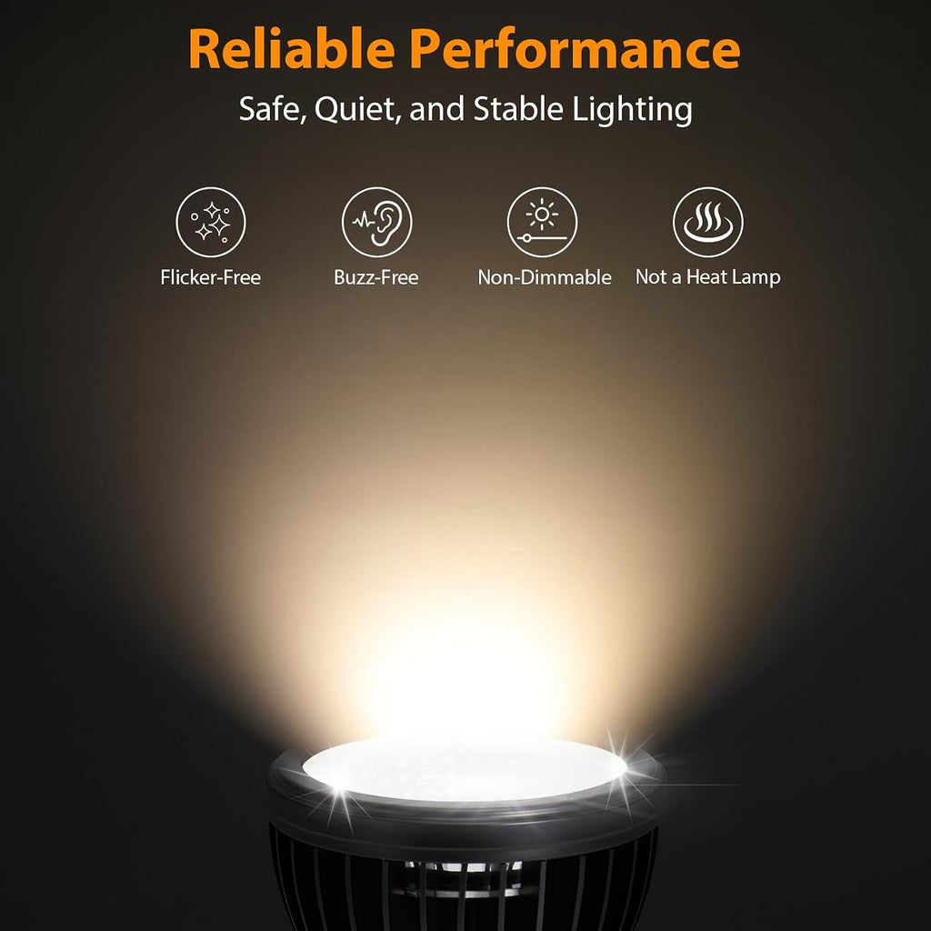 Reptitrip 5W 5.0 UVB LED lamp angled profile in a terrarium setup.