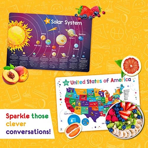 Simply Magic kids learning placemats set of five being wiped clean with a damp cloth.
