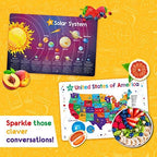 Simply Magic kids learning placemats set of five being wiped clean with a damp cloth.