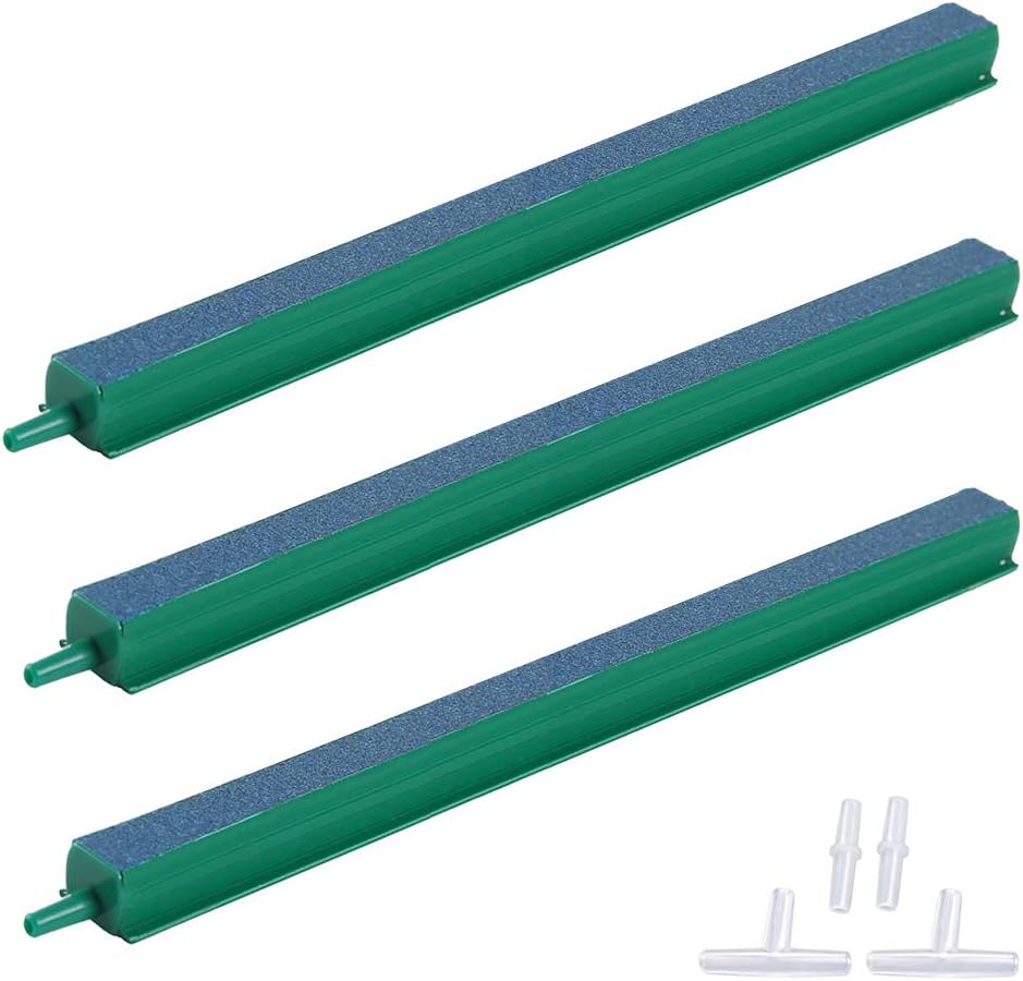 Alegi premium aquarium oxygen diffuser bars submerged in an active fish tank environment.