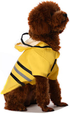 Wizland Reflective Dog Raincoat front view of yellow waterproof pet jacket.