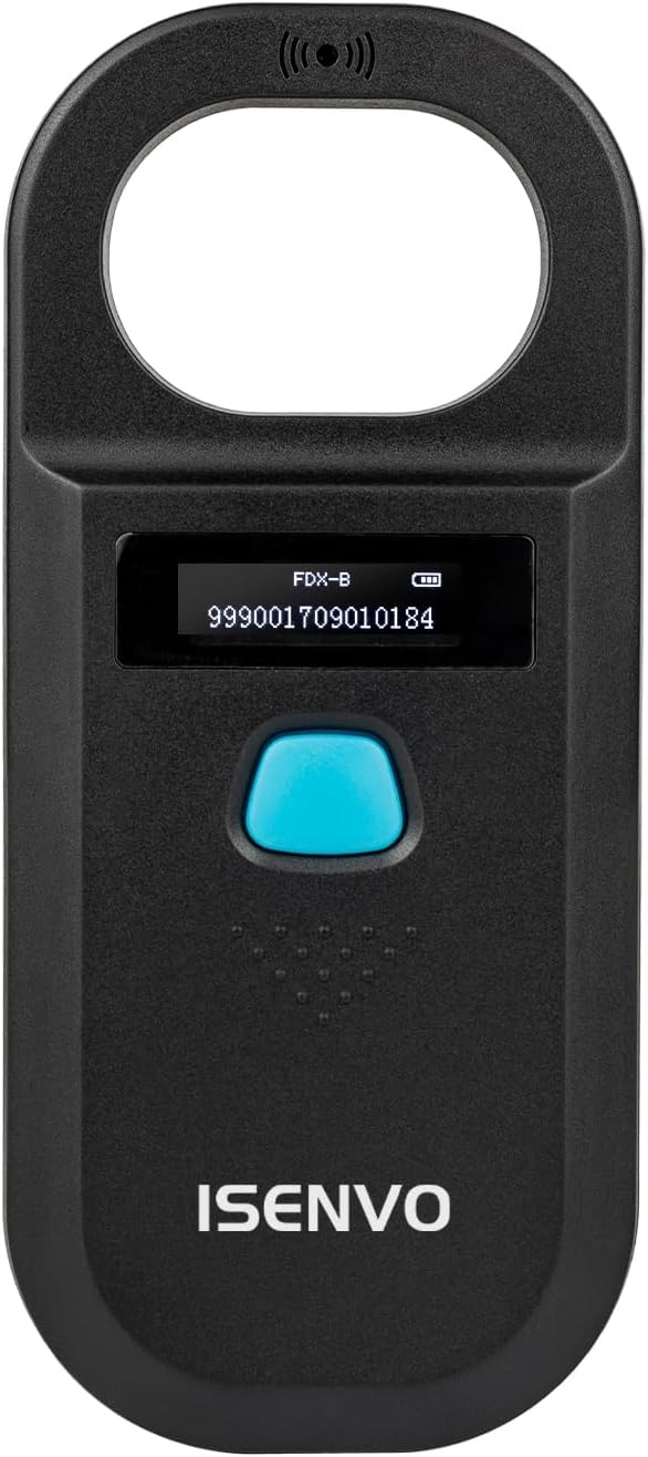 Isenvo 190A pet microchip scanner front view handheld reader