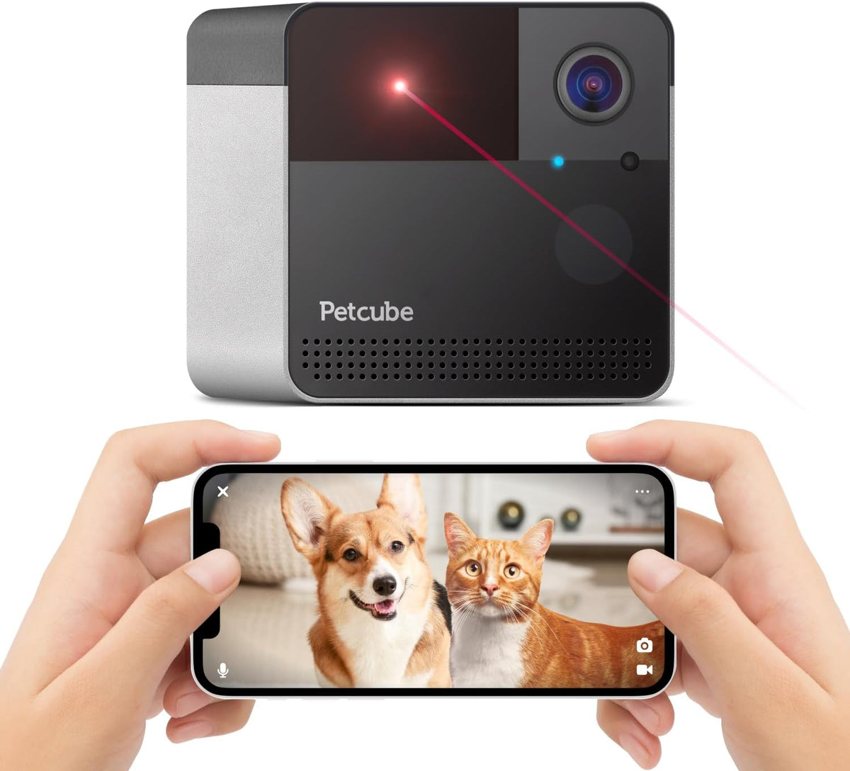 Petcube Play 2 smart pet camera front view showing compact matte black design