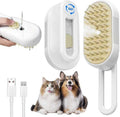 Gjpsben 3 in 1 rechargeable steam pet brush front view for cat and dog grooming