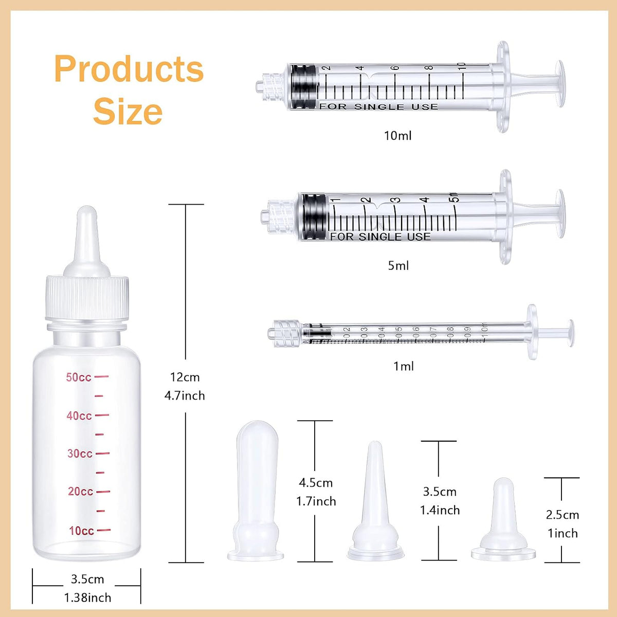 Sadnyy newborn pet nursing kit with replacement silicone nipples