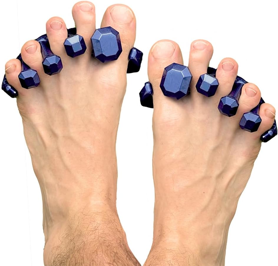 Yoga Toes Gems for men metallic blue toe stretcher front view