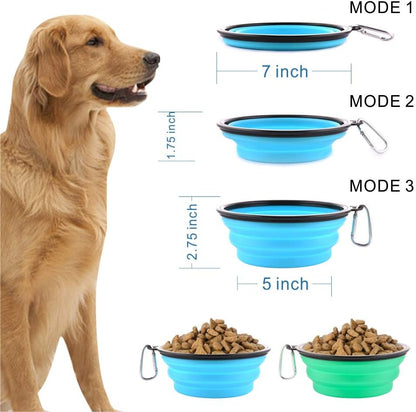 BPA free food grade silicone collapsible pet feeding set for hiking and camping