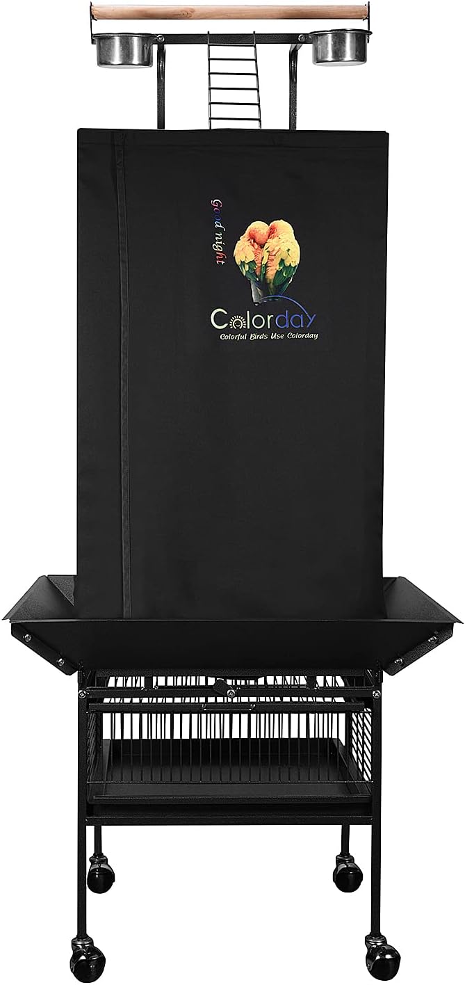 Colorday Good Night Bird Cage Cover for Large Bird Cage with Play Top (Patented), Black 68" - Image 9