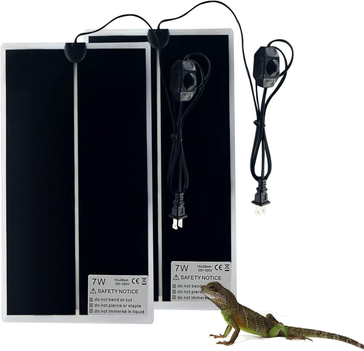Reptile Heating Mat, 2PCS Reptile Heating Pad with Temperature Adjustment for Reptiles Tortoise Snakes Lizard Gecko Hermit Crab Amphibians - Removable Terrarium Heat Mats(20W,11x16.5 inches) - Image 11