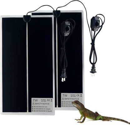 Reptile Heating Mat, 2PCS Reptile Heating Pad with Temperature Adjustment for Reptiles Tortoise Snakes Lizard Gecko Hermit Crab Amphibians - Removable Terrarium Heat Mats(20W,11x16.5 inches) - Image 11