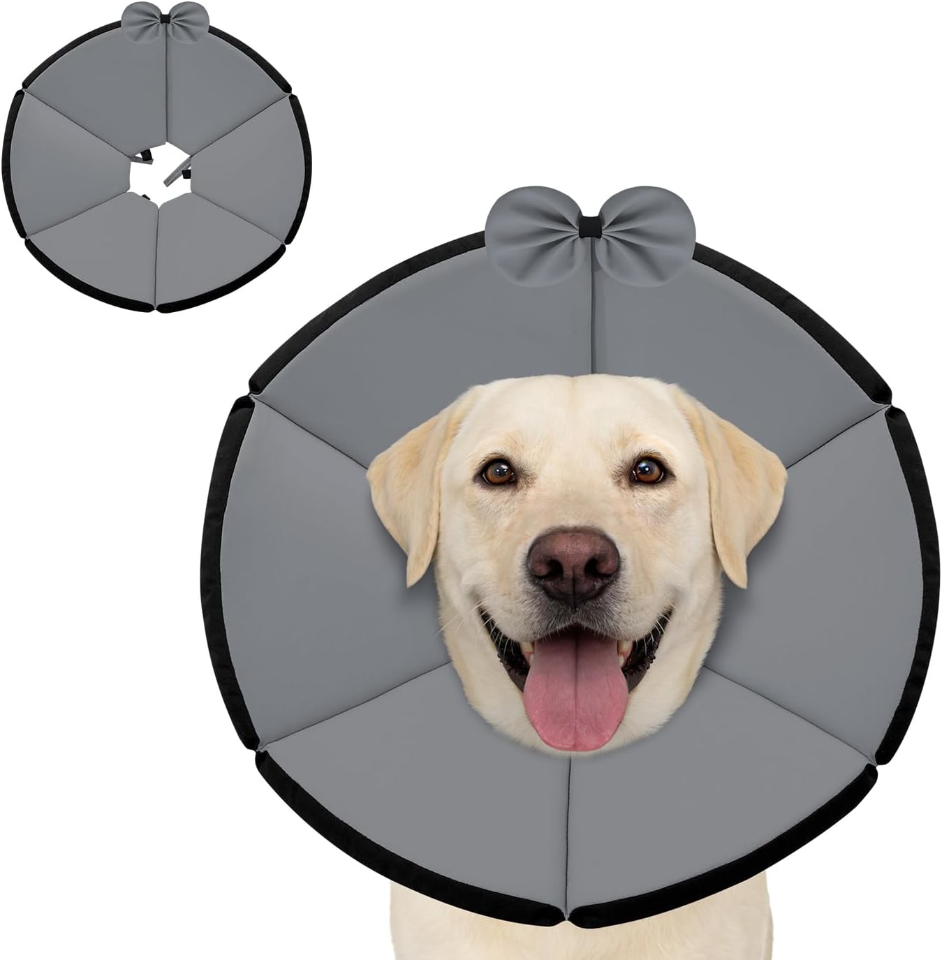 MAXFUT Soft Dog Cone Collar,Foam Cone for Dogs to Stop Licking After Surgery,Non Inflatable Dog Donut Cone (Grey, XXL) - Image 13