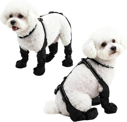 Becrowm waterproof dog boots front view for small dogs