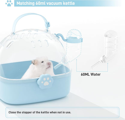 BUCATSTATE Small Animal Carrier Cage with Water Bottle, Portable Hamster Travel Carrier Carry Case 7.24" L*6.69 W *6.42" H for Small Pets, Gerbils, Mice, Dwarf Hamster (Blue) - Image 7