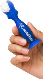Squishface flexible dog tear stain cream tool highlighting the soft silicone applicator tip