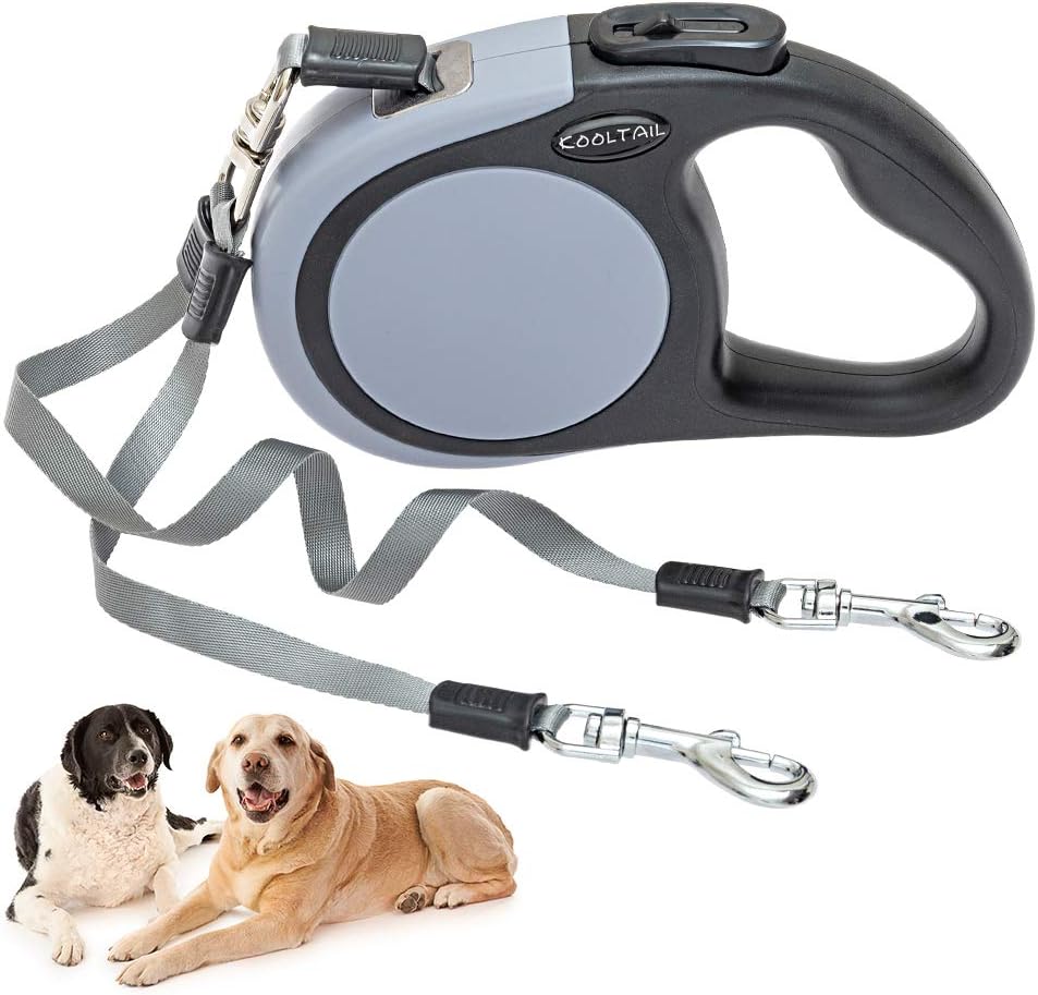 Kooltail dual retractable dog leash front view