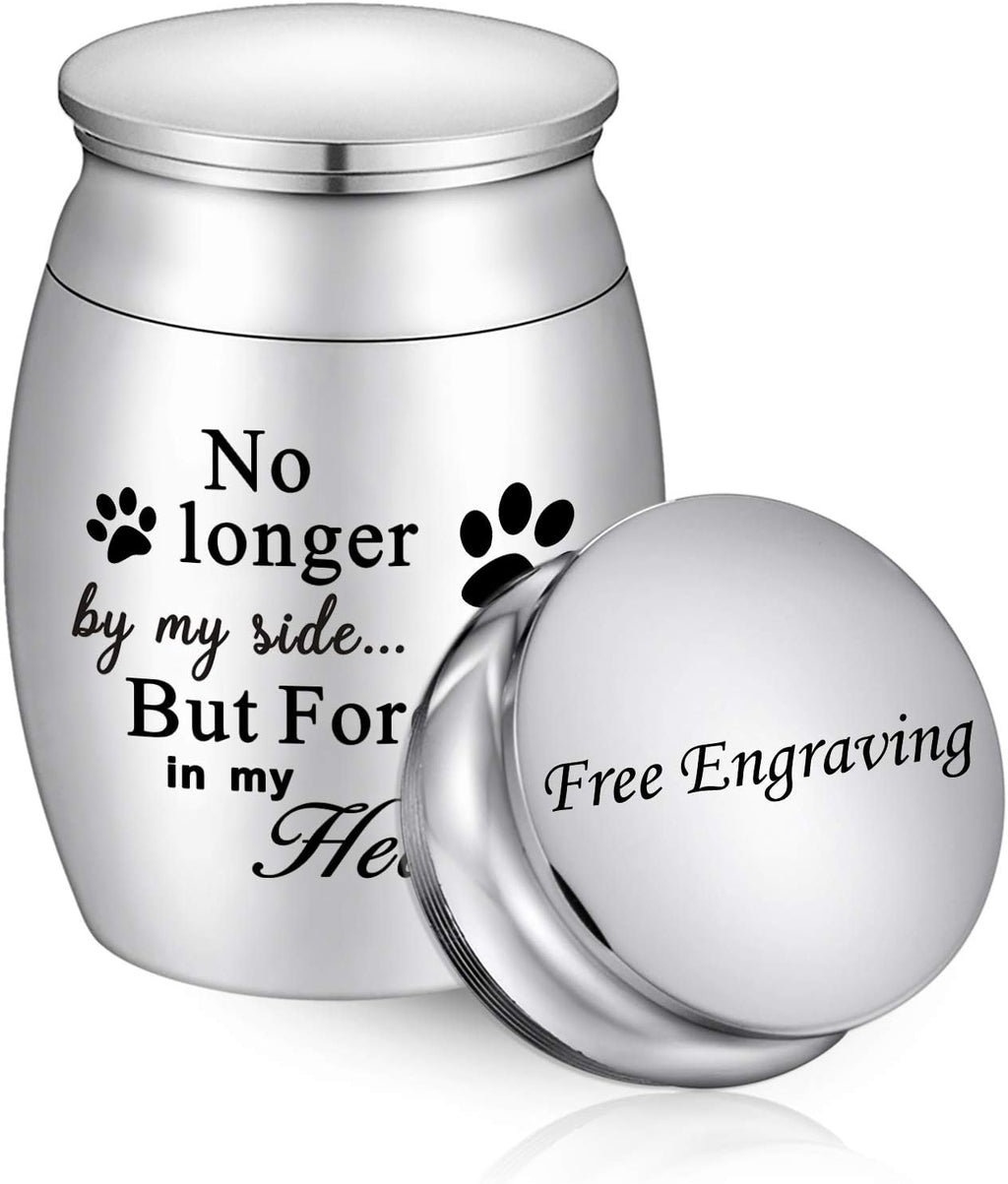 XIUDA 1.57 inches Mini Pet Memorial Small Urns for Dog and Cat Ashes, Stainless Steel Cremation Urn, Pet Paw Print Keepsake Urn for Ashes - No Longer by My Side Forever in My Heart - Image 9
