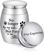 XIUDA 1.57 inches Mini Pet Memorial Small Urns for Dog and Cat Ashes, Stainless Steel Cremation Urn, Pet Paw Print Keepsake Urn for Ashes - No Longer by My Side Forever in My Heart - Image 9