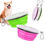 Pawaboo Collapsible Dog Bowls 2 Pack, Silicone Feeding Watering Bowls with Lids & Carabiners for Dogs Cats, Portable Collapsable Water Feeder Food Bowl for Walking Traveling Home Use, VioletTurquoise - Image 10