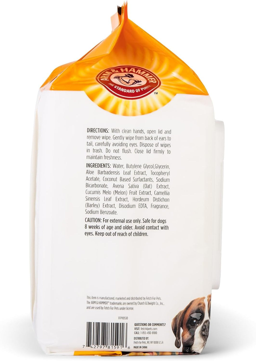Premium USA imported pet bath wipes for gentle waterless cleaning.