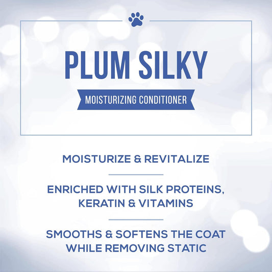 Nature's Specialties Plum Silky professional dog conditioner back label with dilution instructions