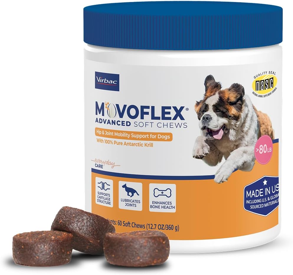 Virbac pet mobility and bone health supplement sixty daily chews package.