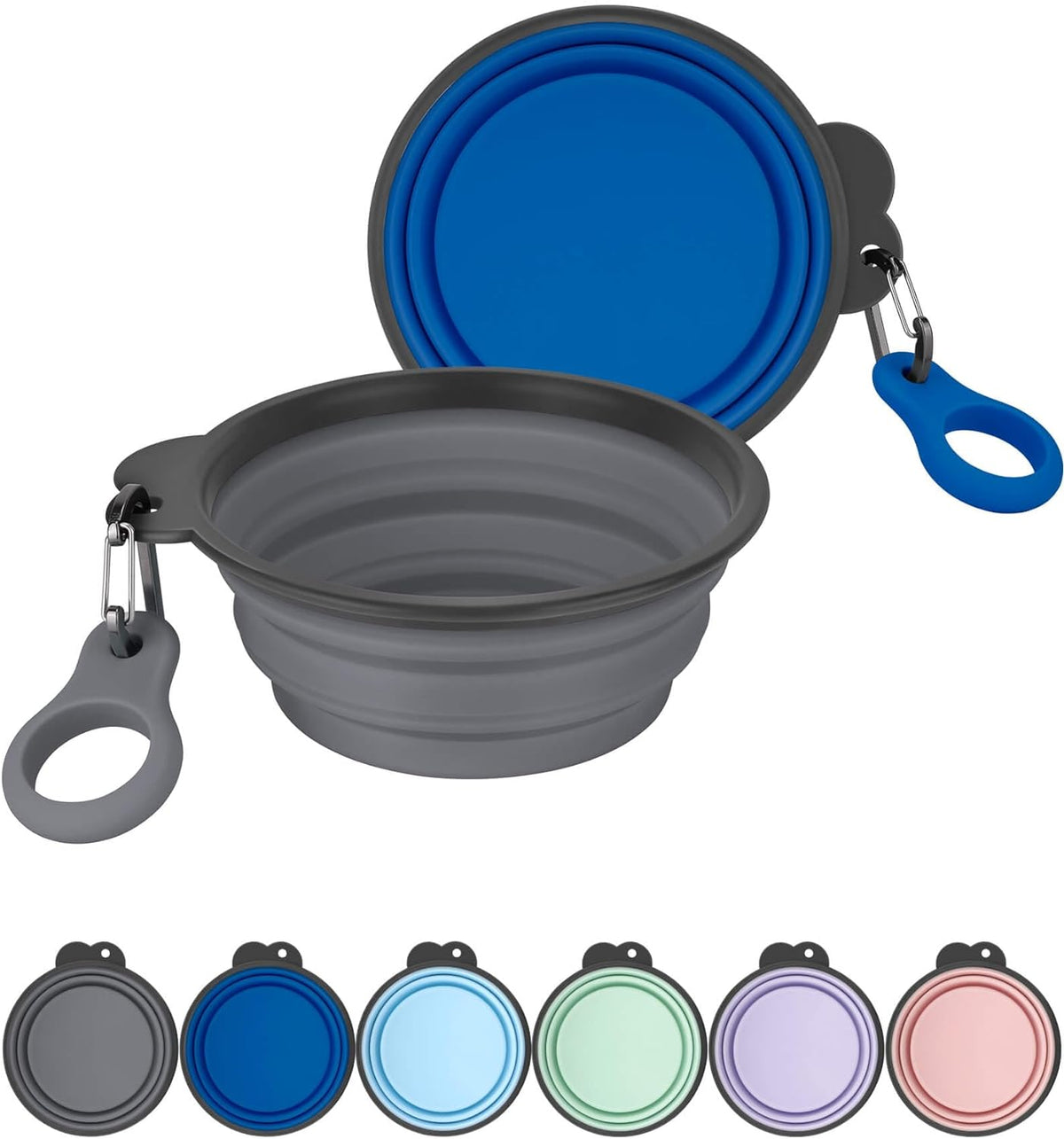 Aonkey Collapsible Dog Bowls with Bottle Carrier, 2 Pack Travel Dog Water Bowl Upgraded Carabiner, One-piece Molded Rim No Fall Off or Crack, Foldable Silicone Portable for Pets Walking Hiking 15oz - Image 9