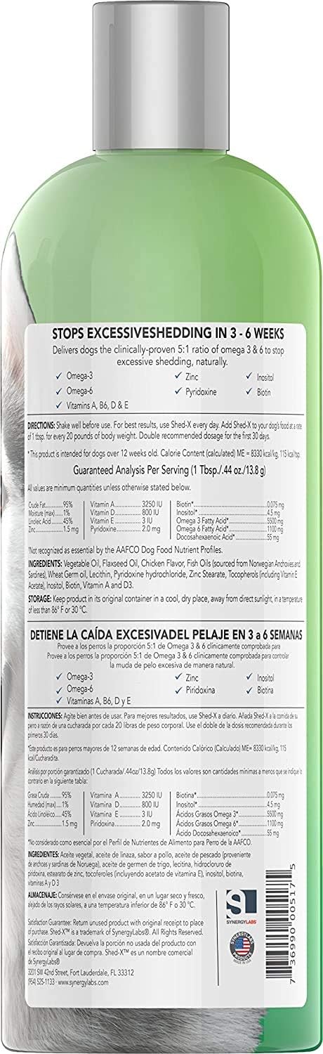 SynergyLabs veterinary formulated liquid dog supplement for healthy fur.