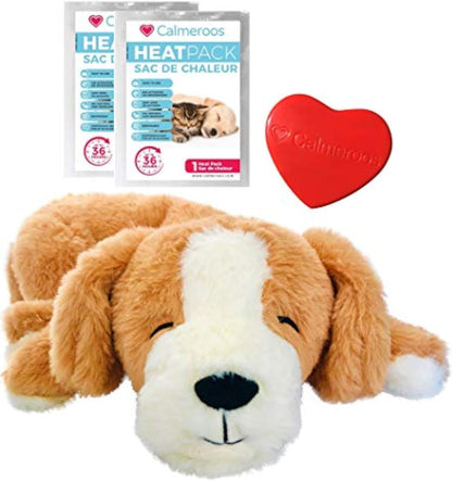 Calmeroos behavioral aid plush showing internal pouch for warmth packs